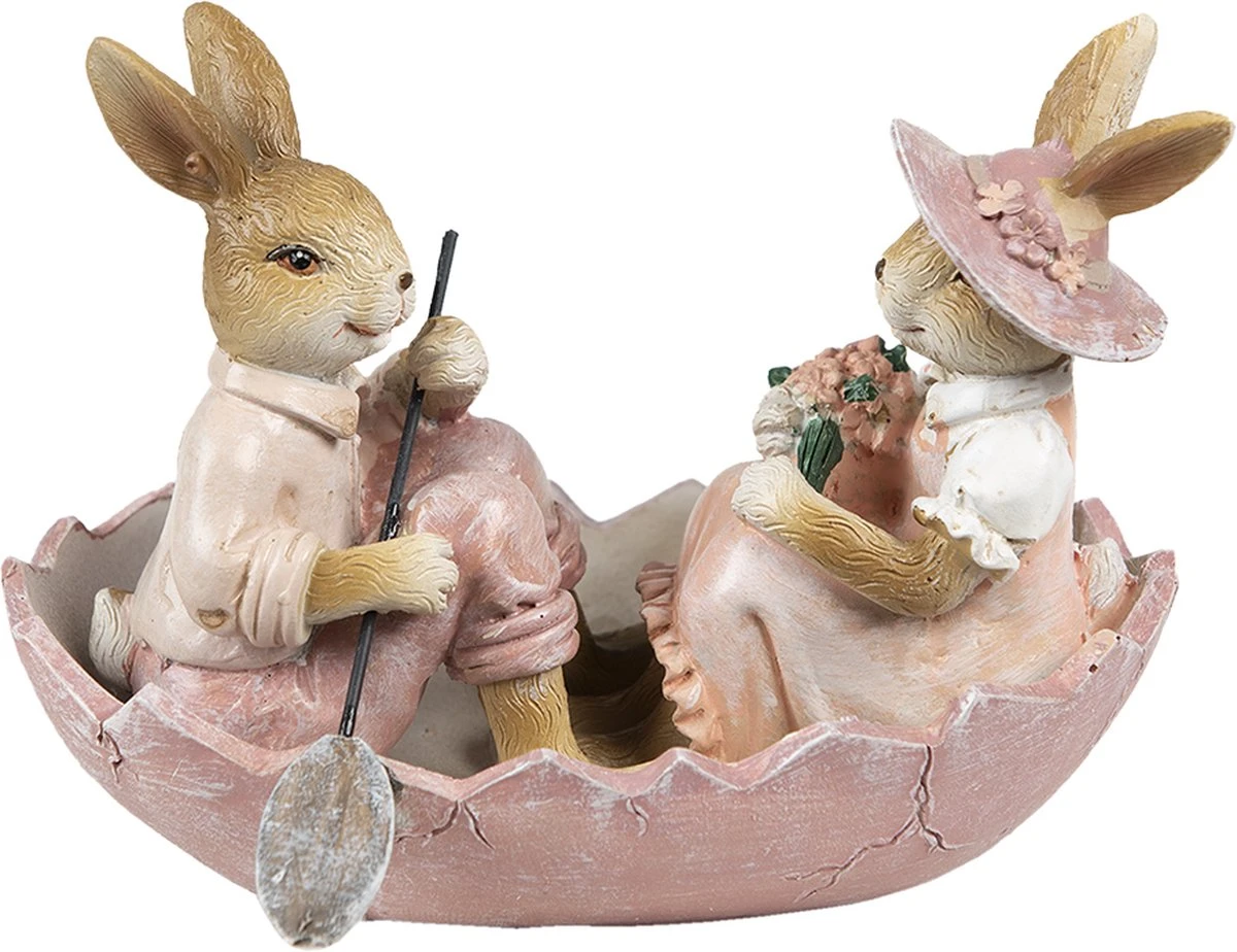 Clayre & Eef Beeld Konijn 13x9x10 Cm Roze Beige Kunststof Woonaccessoires Paashaas Pasen 3 Clayre & Eef Beeld Konijn 13x9x10 Cm Roze Beige Kunststof Woonaccessoires Paashaas Pasen