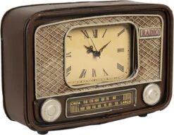 Clayre & Eef Tafelklok 24x17 Cm Bruin Ijzer Glas Rechthoek Tafelklokken Binnen Staand Klokje Tafelklokje -Clayre & Eef 1200x927