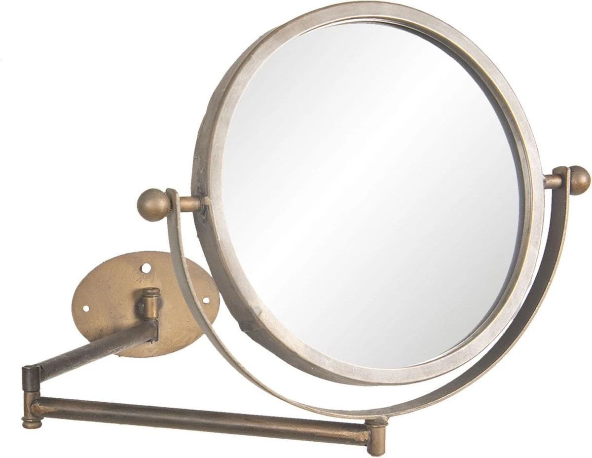 Clayre & Eef Spiegel 37x32 Cm Koperkleurig Ijzer Hout Rond Grote Spiegel Wand Spiegel Muur Spiegel 3 Clayre & Eef Spiegel 37x32 Cm Koperkleurig Ijzer Hout Rond Grote Spiegel Wand Spiegel Muur Spiegel