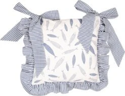 Clayre & Eef Kussenhoes Stoelkussen 40x40 Cm Blauw Katoen Vierkant Vissen Sierkussen Kussensloop Kussenbeschermer