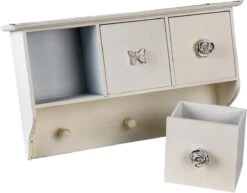 Clayre & Eef Wandkapstok 3 Haken 41x12x24 Cm Wit Mdf Kunststof Rechthoek Bloemen Decoratieve Kapstok Opbergkast -Clayre & Eef 1200x939 1