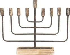 Clayre & Eef Kandelaar 59x11x48 Cm Goudkleurig Ijzer Hout Rechthoek Kaarsenstandaard Kaarsenhouder