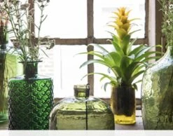 Clayre & Eef Vaas Ø 15*26 Cm Groen Glas Rond Glazen Vaas Bloempot Binnen -Clayre & Eef 1200x944 2