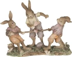 Clayre & Eef Beeld Konijn 20x7x15 Cm Bruin Kunststof Woonaccessoires Pasen Paashaas