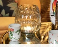 Clayre & Eef Vaas Ø 14x16 Cm Groen Glas Rond Glazen Vaas Bloempot Binnen -Clayre & Eef 1200x964 1