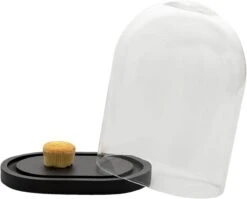 Clayre & Eef Stolp 26x18x33 Cm Zwart Hout Glas Ovaal Glazen Stolp -Clayre & Eef 1200x968