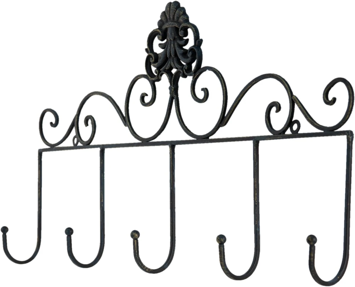 Clayre & Eef Wandkapstok 5 Haken 50x5x27 Cm Zwart Ijzer 7 Clayre & Eef Wandkapstok 5 Haken 50x5x27 Cm Zwart Ijzer - Afbeelding 5