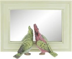 Clayre & Eef Staande Spiegel 62S151 21*7*15 Cm - Groen Kunststof Glas