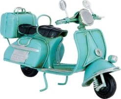 Clayre & Eef Decoratie Miniatuur Scooter 11*5*7 Cm Groen Ijzer, Kunststof Miniatuur Auto Decoratie Modelauto