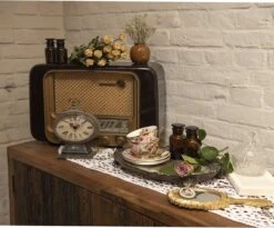 Clayre & Eef Tafelklok 16x7x21 Cm Bruin Ijzer Ovaal Tafelklokken Binnen Staand Klokje Tafelklokje -Clayre & Eef 1200x997