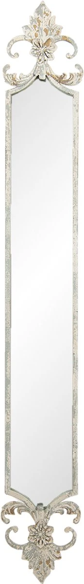 Clayre & Eef Spiegel 19x147 Cm Beige Ijzer Rechthoek Grote Spiegel Wand Spiegel Muur Spiegel