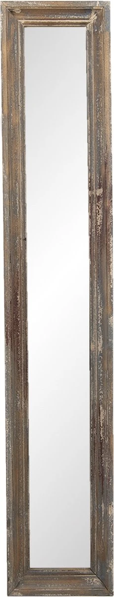 Clayre & Eef Spiegel 23x128 Cm Bruin Hout Rechthoek Grote Spiegel Wand Spiegel Muur Spiegel