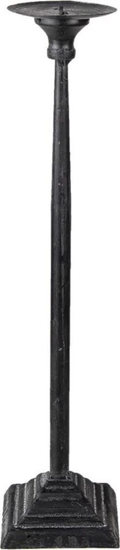 Clayre & Eef Kandelaar Ø 10x44 Cm Zwart Ijzer Kaarsenstandaard Kaarsenhouder