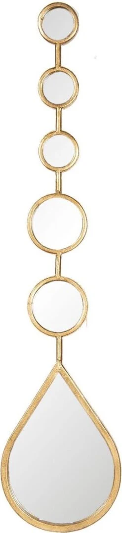 Clayre & Eef Wandspiegel 19*2*80 Cm Goudkleurig Metaal / Glas Rond Grote Spiegel Muur Spiegel Wand Spiegel