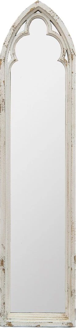 Clayre & Eef Spiegel 28x120 Cm Wit Hout Grote Spiegel Wand Spiegel Muur Spiegel