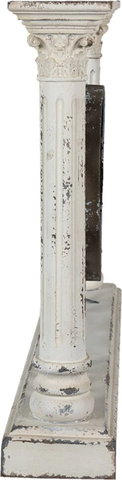 Clayre & Eef Wandklok 76x48 Cm Wit Hout Metaal Rechthoek Muurklok Hangklok Keukenklok -Clayre & Eef 306x1200