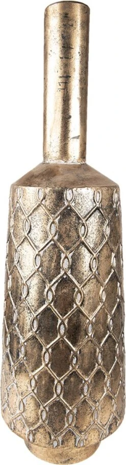 Clayre & Eef Vaas Ø 26x79 Cm Goudkleurig Metaal Metaal Vaas Decoratie Vaas