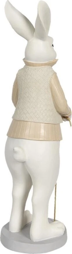 Clayre & Eef Beeld Konijn 17x15x53 Cm Wit Goudkleurig Polyresin Woonaccessoires Pasen Paashaas -Clayre & Eef 340x1200