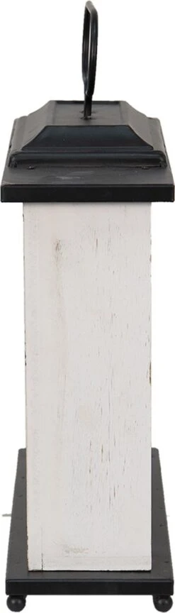 Clayre & Eef Tafelklok 36x10x32 Cm Zwart Wit Hout Ijzer Old Town Tafelklokken Binnen Staand Klokje Tafelklokje -Clayre & Eef 343x1200