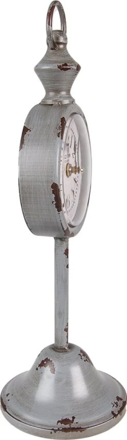 Clayre & Eef Tafelklok 12x12x38 Cm Grijs Metaal Tafelklokken Binnen Staand Klokje Tafelklokje -Clayre & Eef 346x1200