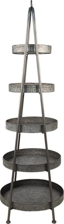Clayre & Eef Etagère 5 Laags 48x48x150 Cm Grijs Ijzer Rond Opberg Rek Rek -Clayre & Eef 347x1200 1
