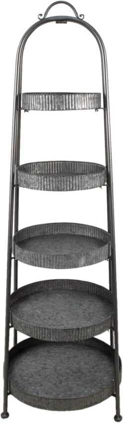 Clayre & Eef Etagère 5 Laags 48x48x150 Cm Grijs Ijzer Rond Opberg Rek Rek -Clayre & Eef 349x1200 1