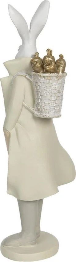 Clayre & Eef Beeld Konijn 11x10x37 Cm Wit Geel Polyresin Woonaccessoires Pasen Paashaas -Clayre & Eef 349x1200