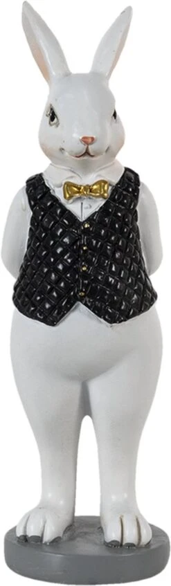 Clayre & Eef Beeld Konijn 5x5x15 Cm Zwart Wit Kunststof Woonaccessoires Paashaas Pasen -Clayre & Eef 350x1200 3