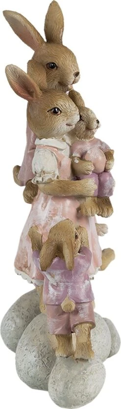 Clayre & Eef Beeld Konijn 11x6x18 Cm Roze Beige Kunststof Woonaccessoires Paashaas Pasen -Clayre & Eef 356x1200