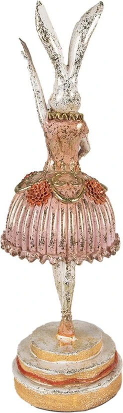 Clayre & Eef Beeld Konijn 11x11x35 Cm Roze Beige Kunststof Woonaccessoires Paashaas Pasen -Clayre & Eef 359x1200 2