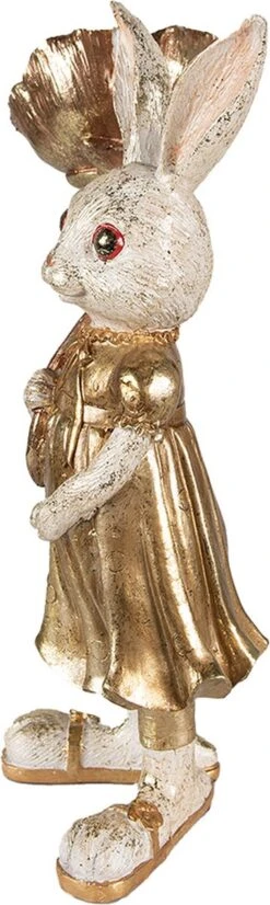 Clayre & Eef Beeld Konijn 16x12x32 Cm Goudkleurig Kunststof Woonaccessoires Paashaas Pasen -Clayre & Eef 359x1200