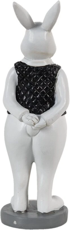 Clayre & Eef Beeld Konijn 5x5x15 Cm Zwart Wit Kunststof Woonaccessoires Paashaas Pasen -Clayre & Eef 368x1200
