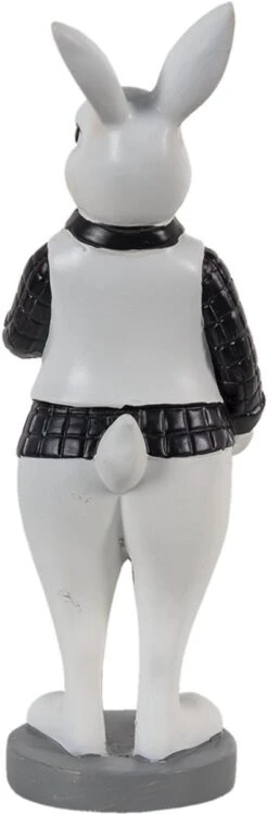 Clayre & Eef Beeld Konijn 7x7x20 Cm Zwart Wit Kunststof Woonaccessoires Paashaas Pasen -Clayre & Eef 396x1200