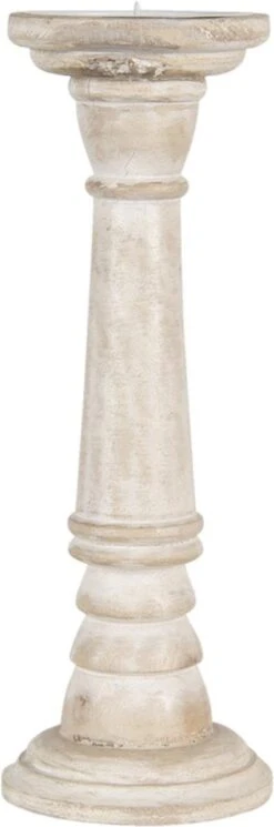 Clayre & Eef Kandelaar Ø 10x30 Cm Beige Hout Kaarsenstandaard Kaarsenhouder -Clayre & Eef 398x1200 2