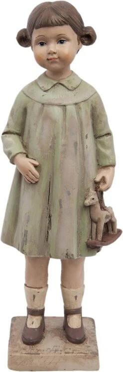 Clayre & Eef Beeld Meisje 8x6x23 Cm Bruin Polyresin Woonaccessoires Beeld Decoratie Decoratieve Accessoires -Clayre & Eef 399x1200