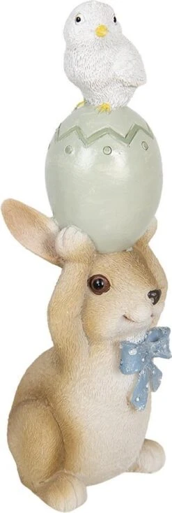 Clayre & Eef Beeld Konijn 8x6x17 Cm Bruin Wit Kunststof Woonaccessoires Pasen Paashaas -Clayre & Eef 404x1200 1