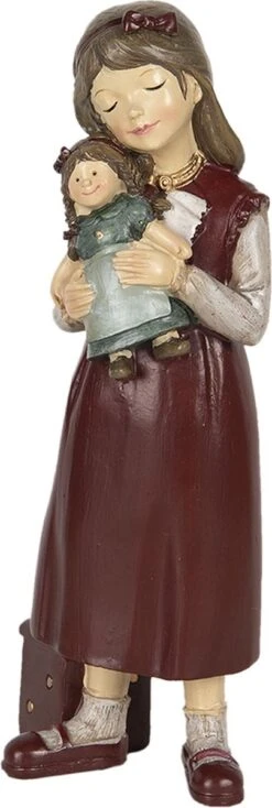 Clayre & Eef Beeld Kind 8*7*21 Cm Rood Kunststof Woonaccessoires Beeld Decoratie Decoratieve Accessoires