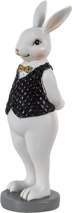 Clayre & Eef Beeld Konijn 5x5x15 Cm Zwart Wit Kunststof Woonaccessoires Paashaas Pasen -Clayre & Eef 407x1200 1