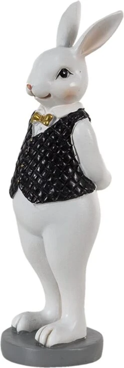 Clayre & Eef Beeld Konijn 5x5x15 Cm Zwart Wit Kunststof Woonaccessoires Paashaas Pasen -Clayre & Eef 407x1200 2