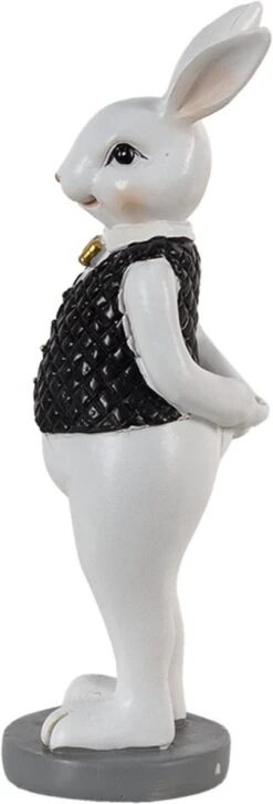Clayre & Eef Beeld Konijn 5x5x15 Cm Zwart Wit Kunststof Woonaccessoires Paashaas Pasen -Clayre & Eef 408x1200 1