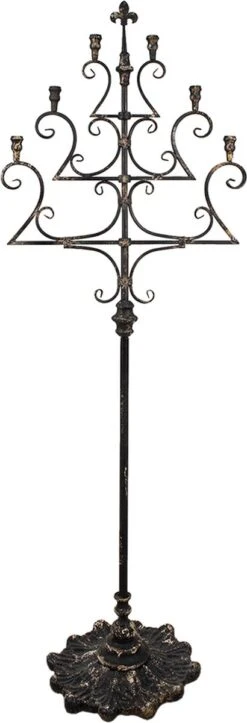 Clayre & Eef Kandelaar 170 Cm Bruin Ijzer Kaarsenstandaard Kaarsenhouder