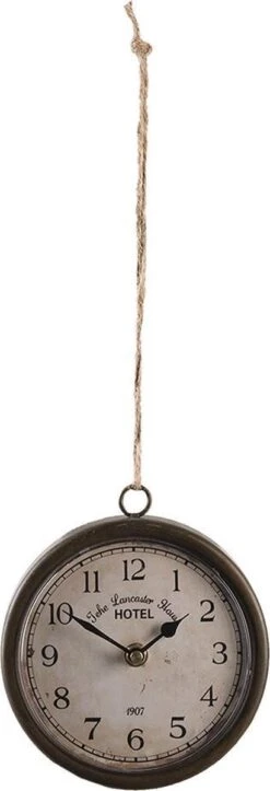 Clayre & Eef Staande Klok 23x39 Cm Zwart Ijzer Glas Klok Op Voet Staande Klok Woonkamer -Clayre & Eef 410x1200 2