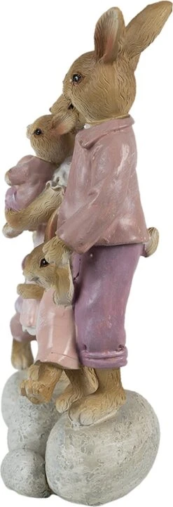 Clayre & Eef Beeld Konijn 11x6x18 Cm Roze Beige Kunststof Woonaccessoires Paashaas Pasen -Clayre & Eef 411x1200 2