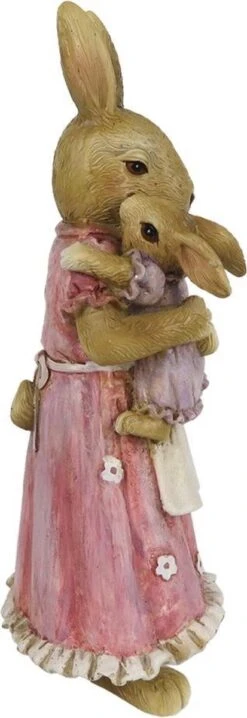 Clayre & Eef Beeld Konijn 8x7x19 Cm Bruin Roze Kunststof Woonaccessoires Pasen Paashaas -Clayre & Eef 413x1200