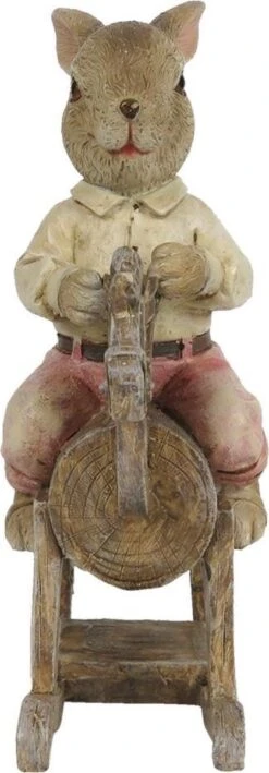 Clayre & Eef Beeld Konijn 9x4x13 Cm Bruin Beige Kunststof Woonaccessoires Pasen Paashaas -Clayre & Eef 418x1200 1