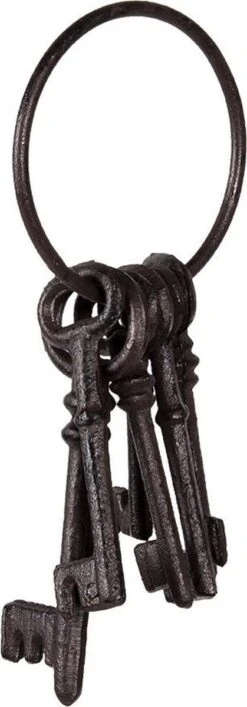 Clayre & Eef Beeld Sleutel 9x19x3 Cm Bruin Ijzer Woonaccessoires Beeld Decoratie Decoratieve Accessoires