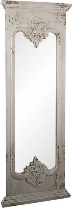 Clayre & Eef Spiegel 55x149 Cm Wit Hout Rechthoek Grote Spiegel Wand Spiegel Muur Spiegel -Clayre & Eef 419x1200