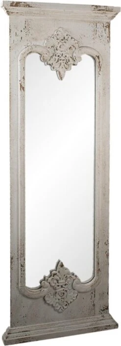 Clayre & Eef Spiegel 55x149 Cm Wit Hout Rechthoek Grote Spiegel Wand Spiegel Muur Spiegel -Clayre & Eef 420x1200 2