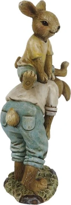 Clayre & Eef Beeld Konijn 15 Cm Bruin Blauw Kunststof Woonaccessoires Pasen Paashaas -Clayre & Eef 420x1200
