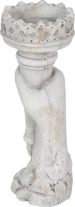 Clayre & Eef Kandelaar 12x10x27 Cm Grijs Steen Hand Kaarsenstandaard Kaarsenhouder -Clayre & Eef 439x1200 3